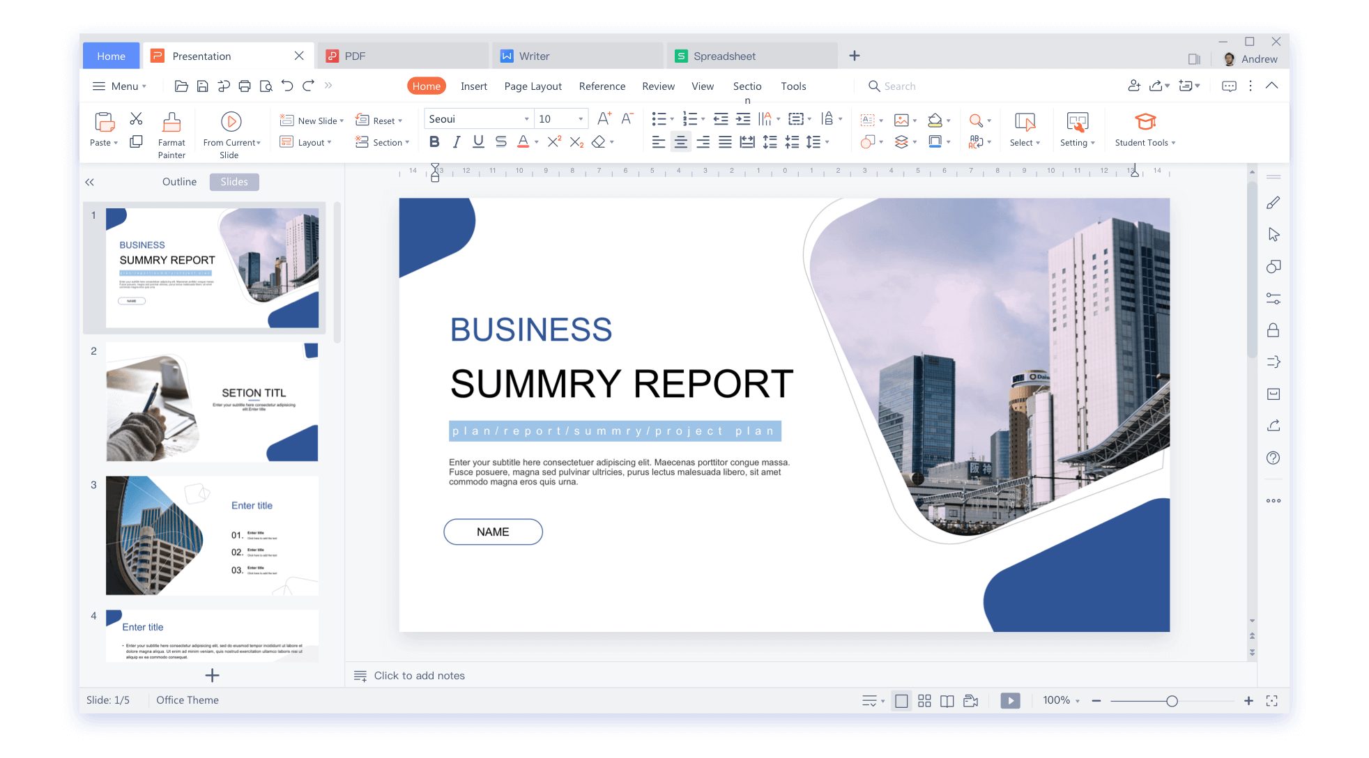 WPS Office 演示文稿模板